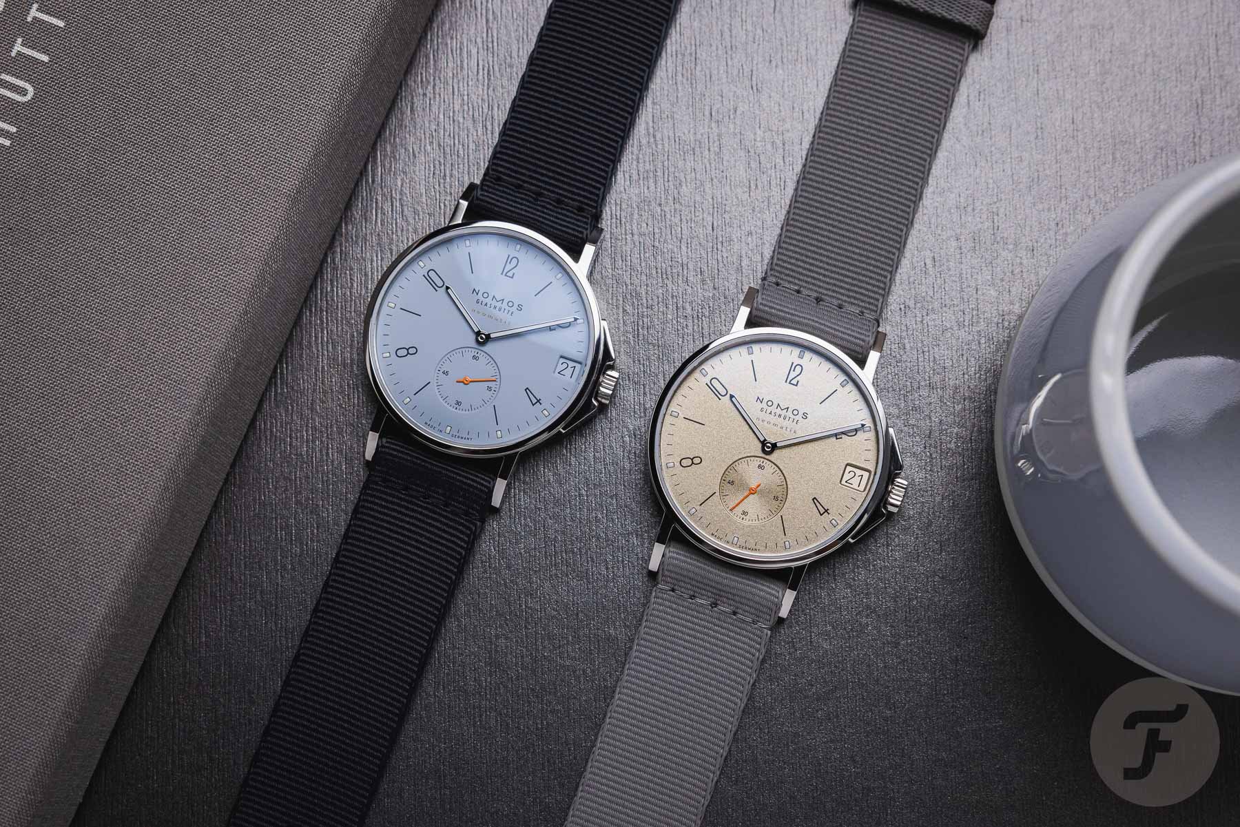 F The New NOMOS Ahoi Neomatik 38 Date in Sky And Sand