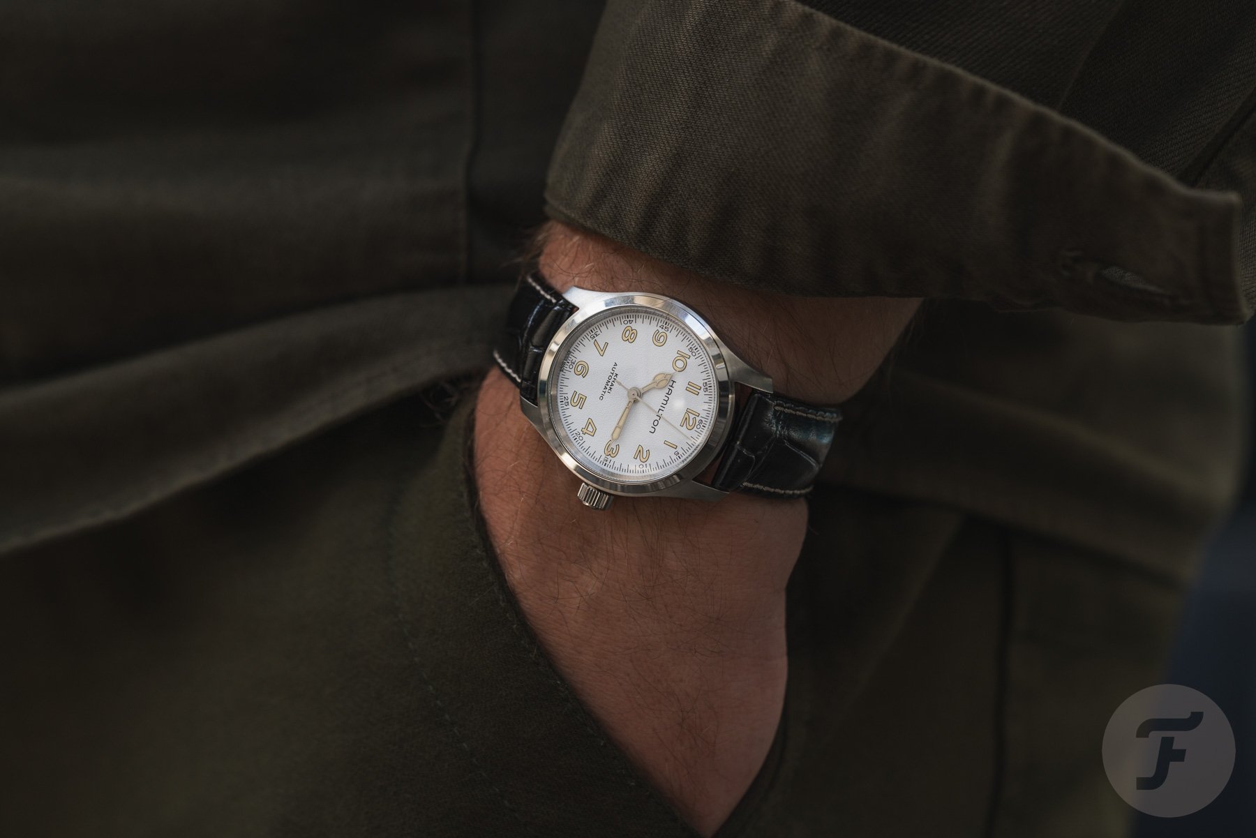 White-Dial Hamilton Khaki Field Murph 38mm pocket shot