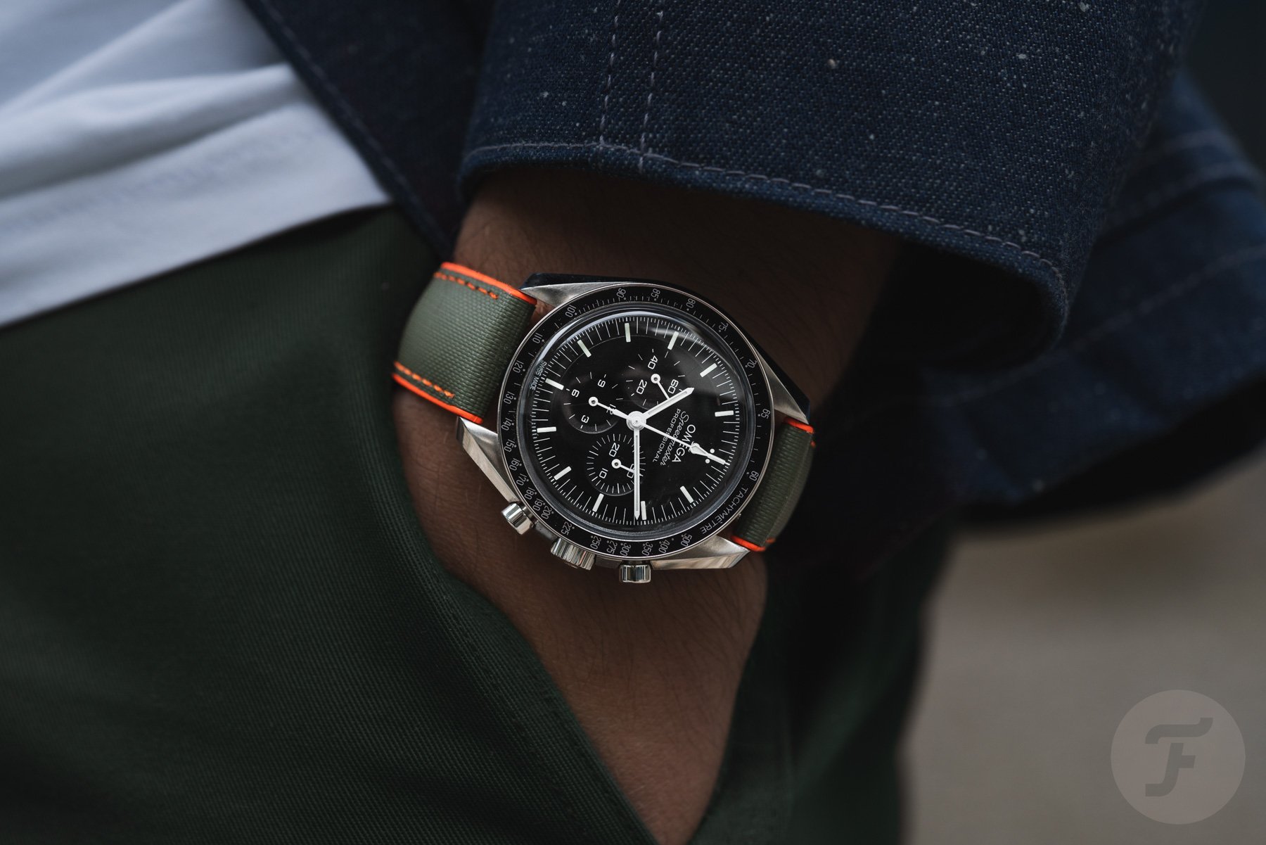 Artem HydroFlex Khaki Green & Orange Omega Speedmaster Professional