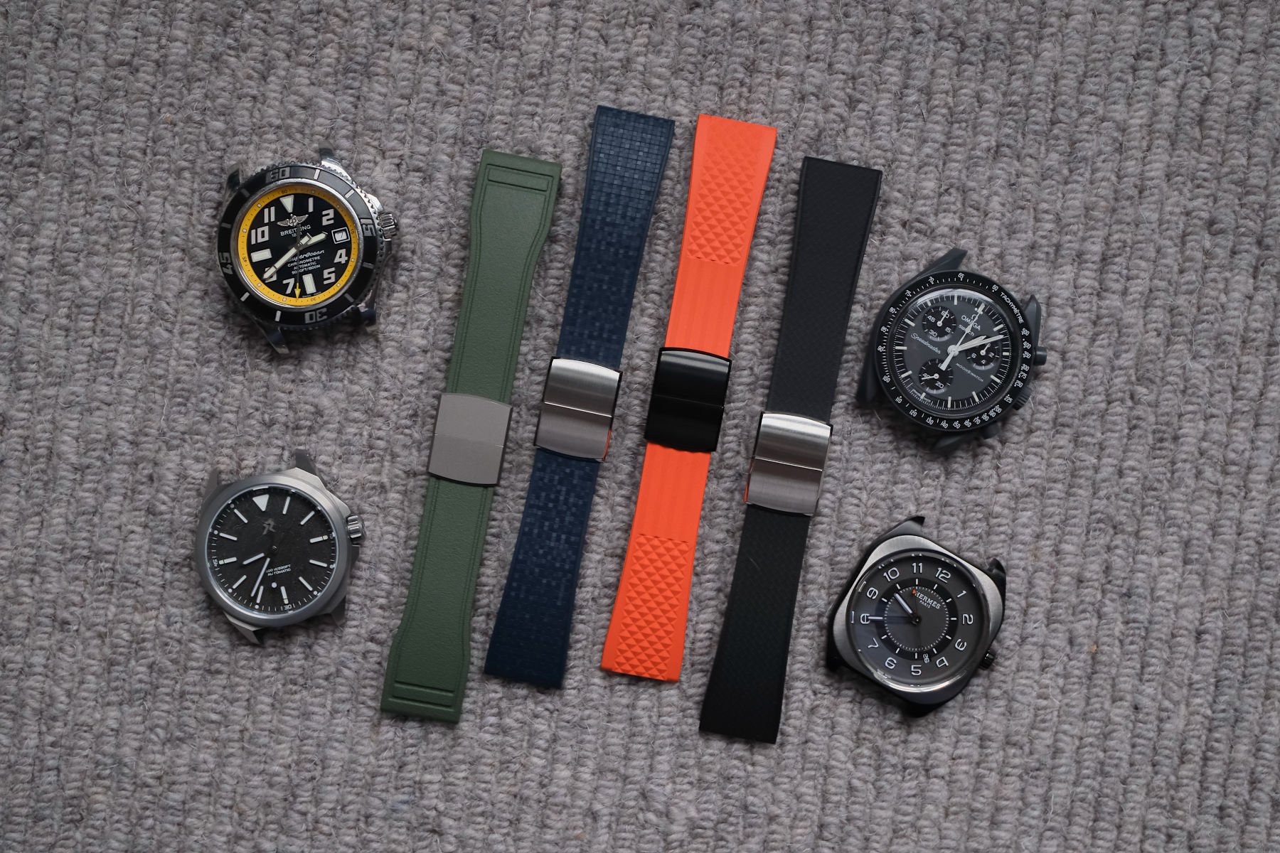 Delugs CTS Pilot, Mosaic, Tropic, and Waffle rubber straps