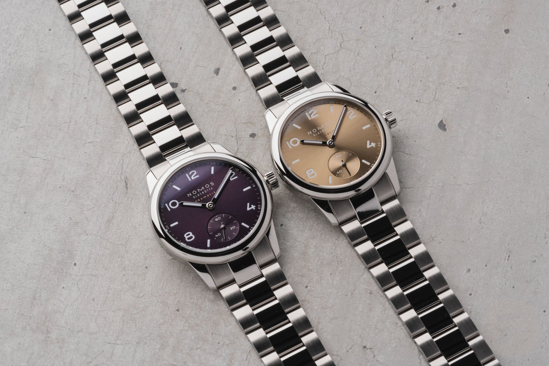 Nomos Club Sport Neomatik 34mm with purple and gold dials