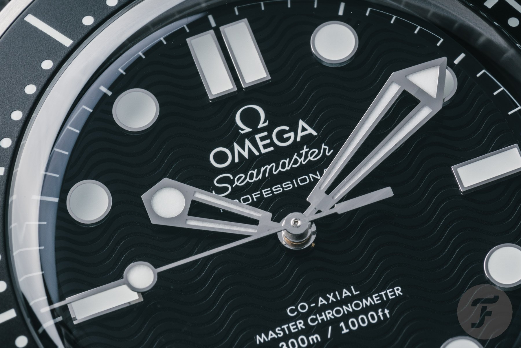 Omega Seamaster Diver 300M black dial close-up